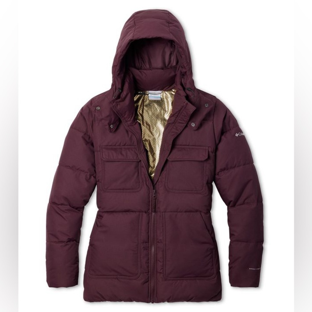 Columbia Women's Dark Red Hooded Puffer Jacket
